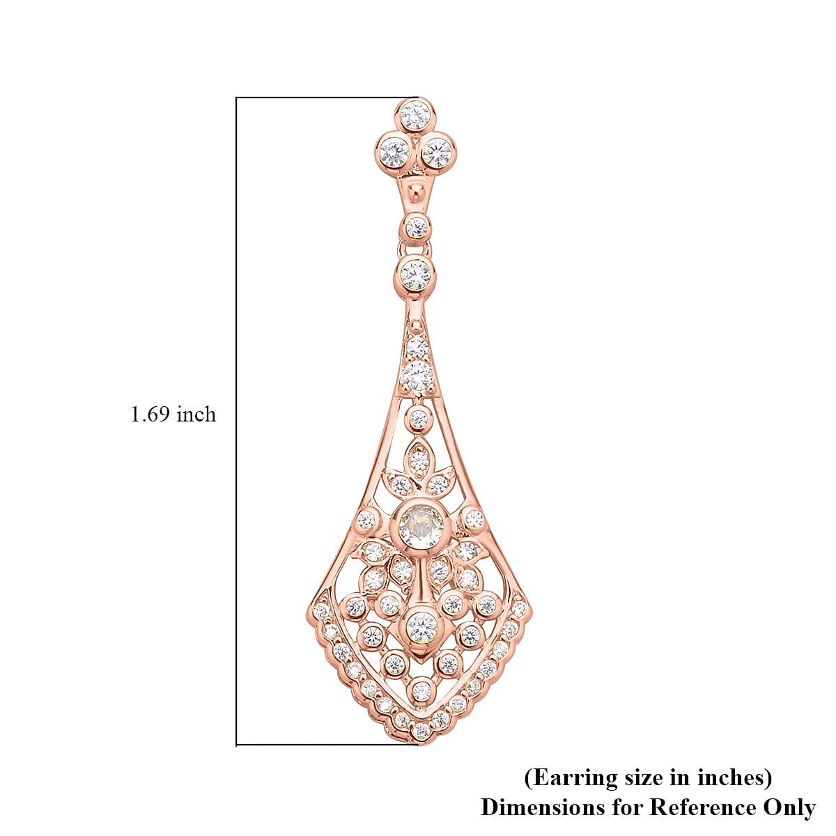 Simulated Diamond Dangle Earrings in Rosetone 2.00 ctw image number 4