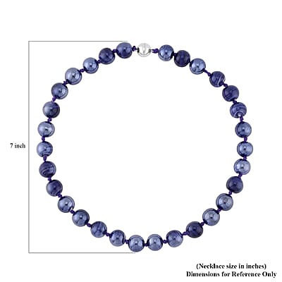 Purple Color Beaded Knotted Necklace with Magnetic Lock in Silvertone 20 Inches