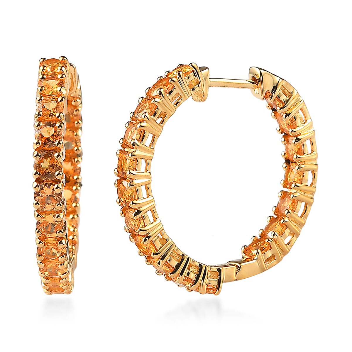 Premium Viceroy Spessartine Garnet Inside Out Hoop Earrings in Vermeil Yellow Gold Over Sterling Silver 5.50 ctw image number 0