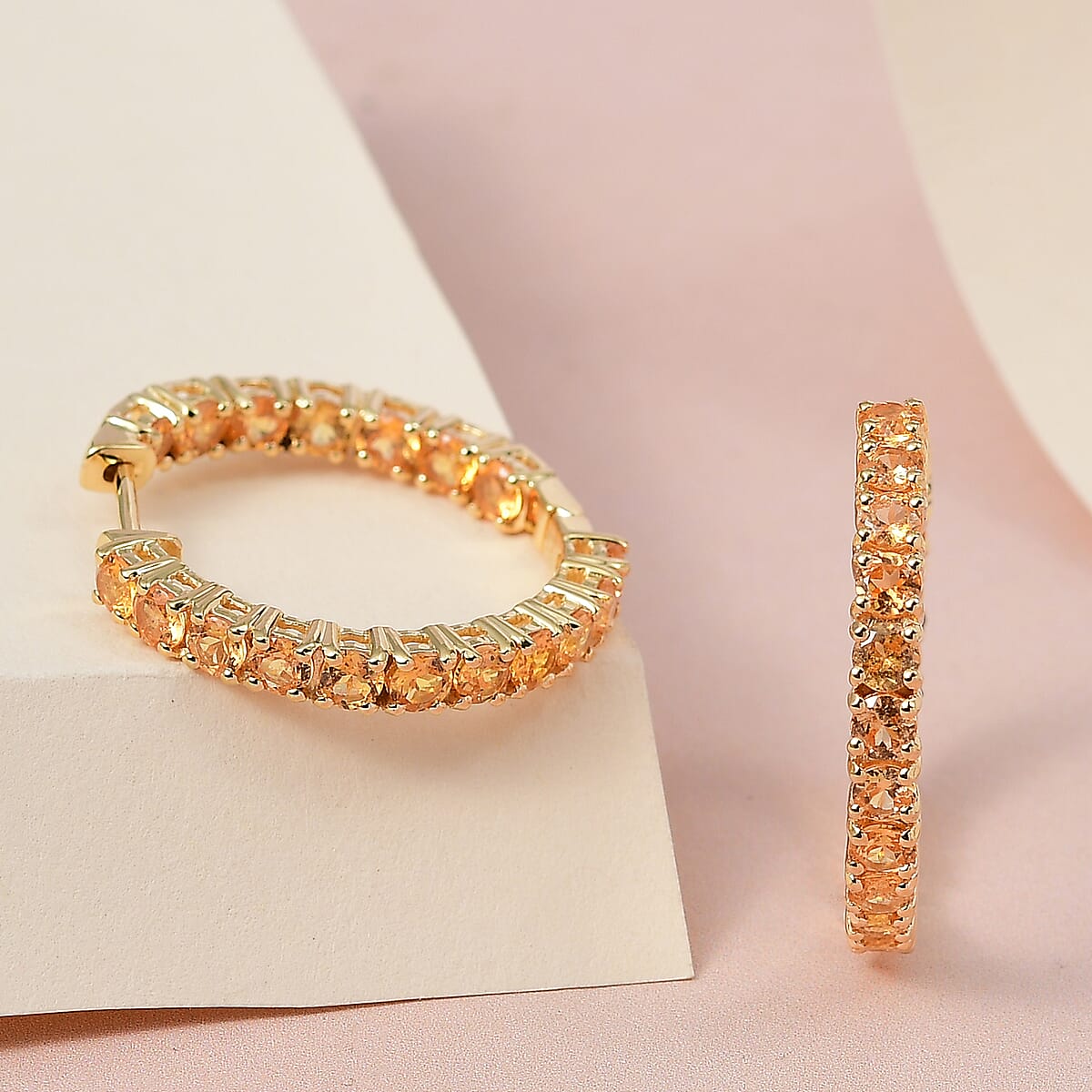 Premium Viceroy Spessartine Garnet Inside Out Hoop Earrings in Vermeil Yellow Gold Over Sterling Silver 5.50 ctw image number 1