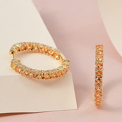 Premium Viceroy Spessartine Garnet Inside Out Hoop Earrings in Vermeil Yellow Gold Over Sterling Silver 5.50 ctw
