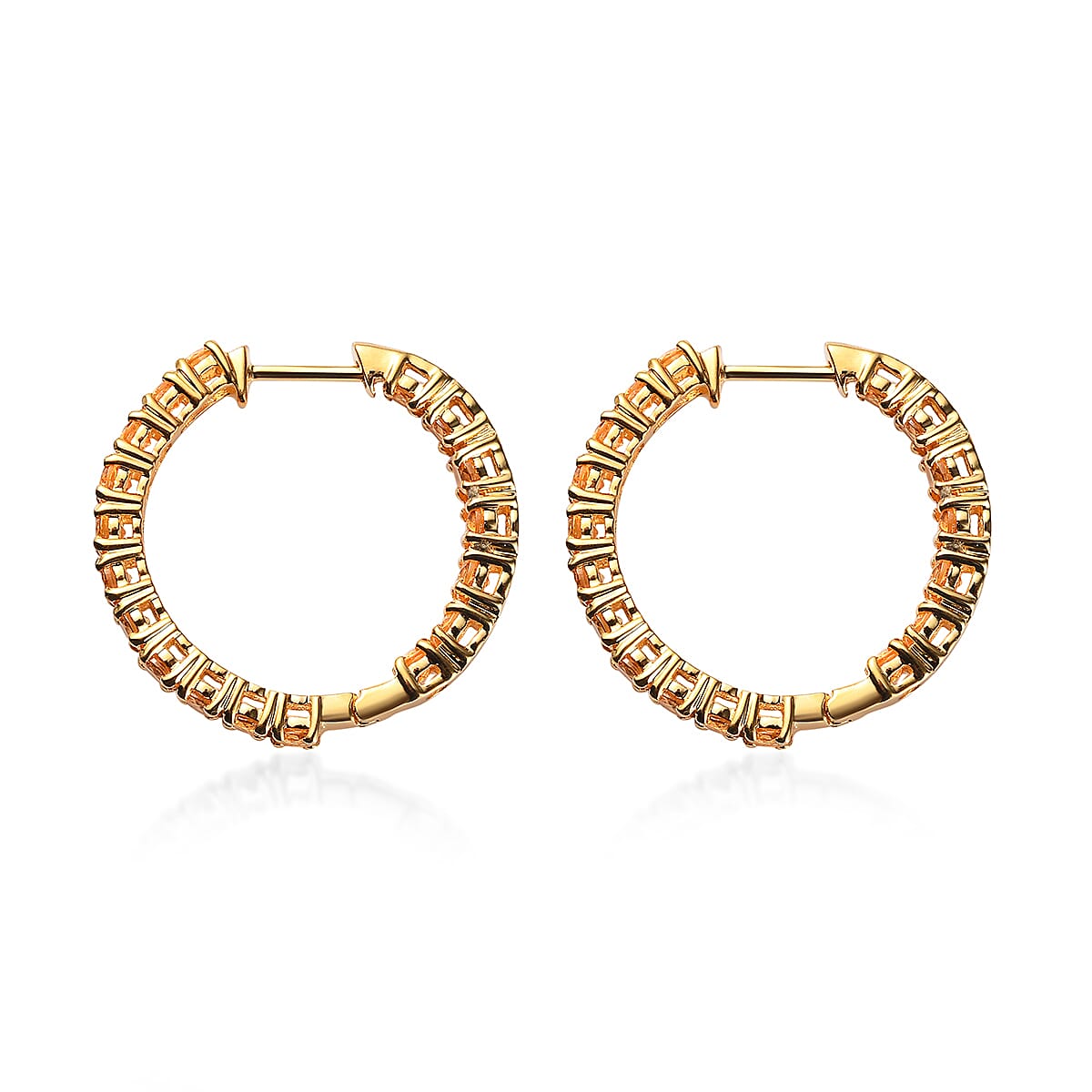 Premium Viceroy Spessartine Garnet Inside Out Hoop Earrings in Vermeil Yellow Gold Over Sterling Silver 5.50 ctw image number 3