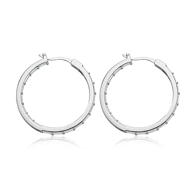 Simulated Diamond Hoop Earrings in Silvertone 11.00 ctw