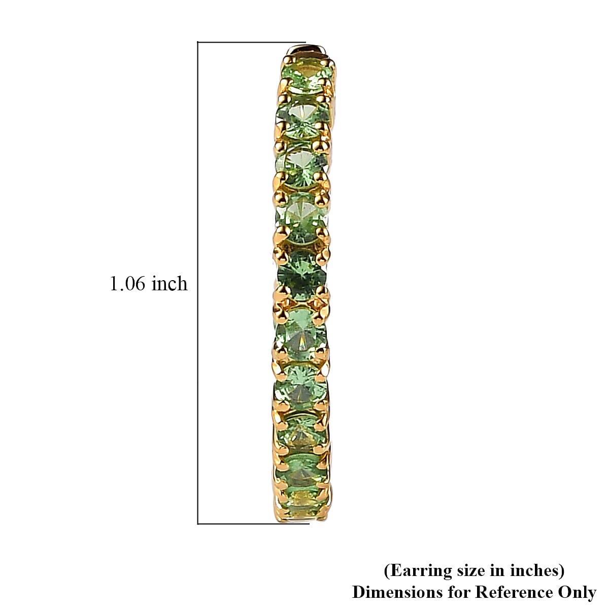 Premium Tsavorite Garnet Tennis Inside Out Hoop Earrings in Vermeil Yellow Gold Over Sterling Silver 4.85 ctw image number 4
