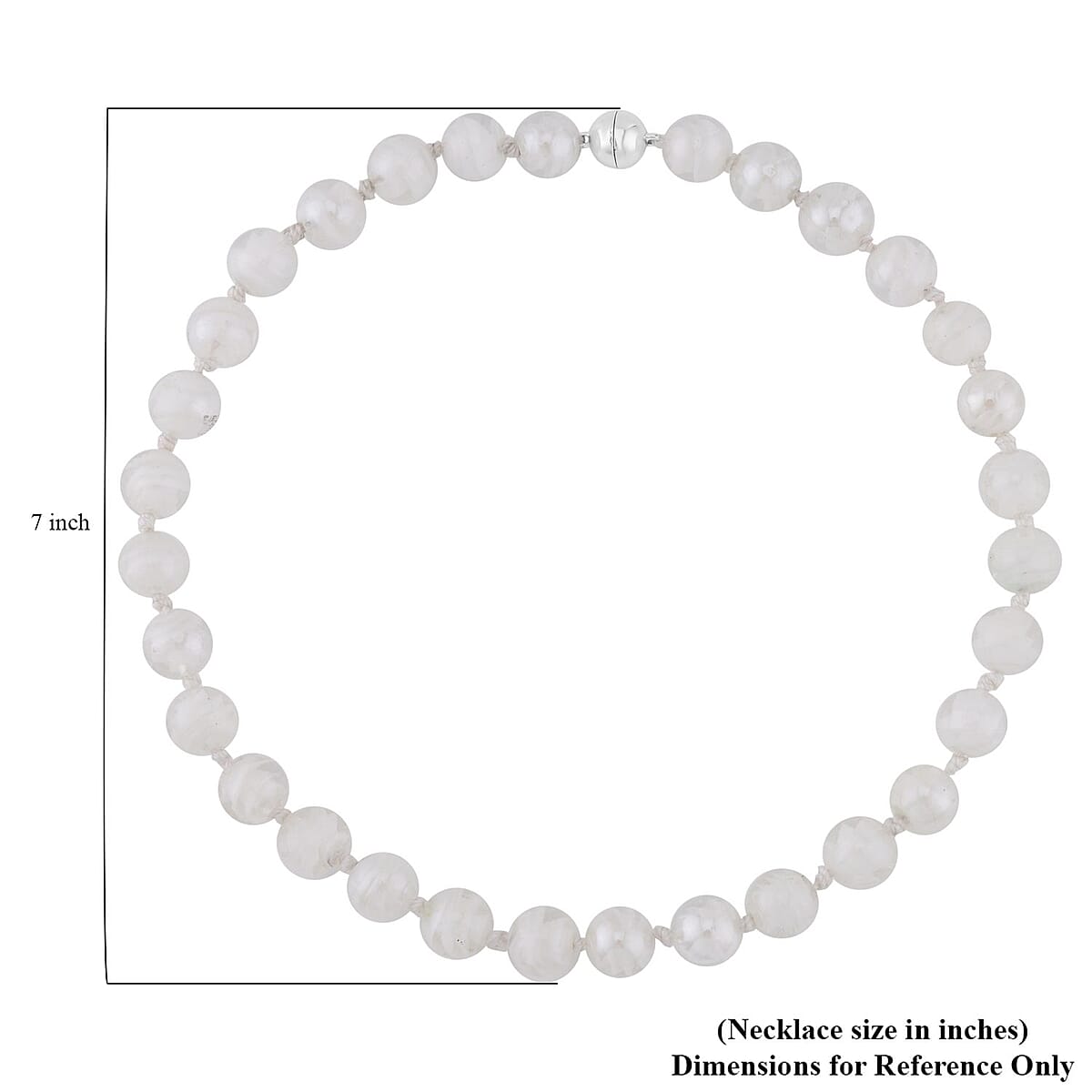 White Color Beaded Knotted Necklace with Magnetic Lock in Silvertone 20 Inches image number 4