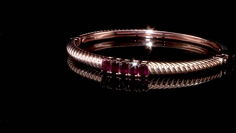 Karis Orissa Rhodolite Garnet Bangle Bracelet in 18K RG Plated (7.25 In) 3.35 ctw