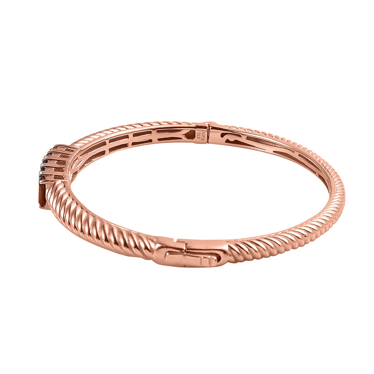 Karis Orissa Rhodolite Garnet Bangle Bracelet in 18K RG Plated (7.25 In) 3.35 ctw image number 3