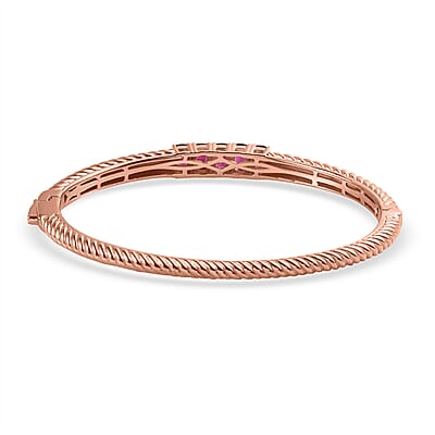 Karis Orissa Rhodolite Garnet Bangle Bracelet in 18K RG Plated (7.25 In) 3.35 ctw
