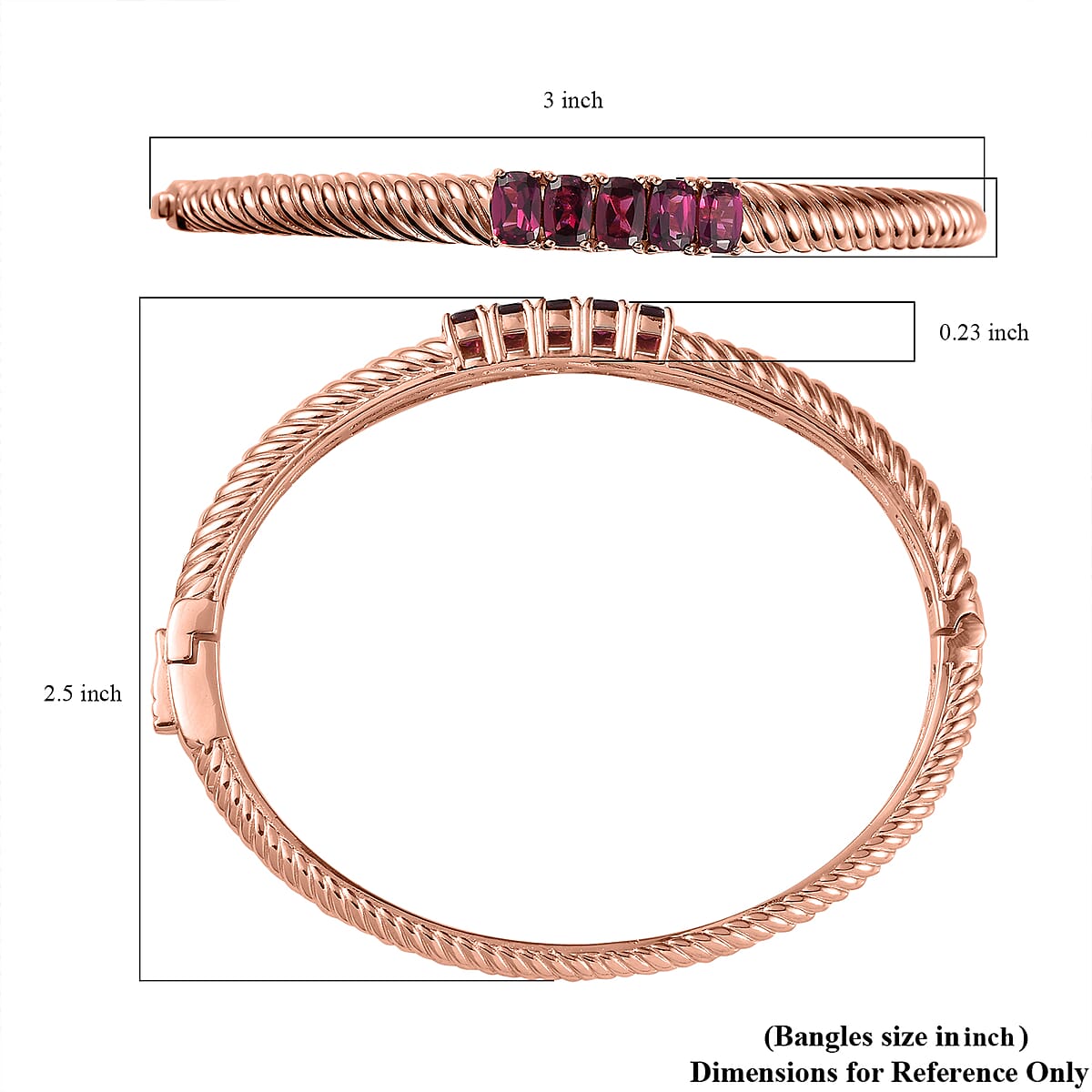 Karis Orissa Rhodolite Garnet Bangle Bracelet in 18K RG Plated (7.25 In) 3.35 ctw image number 5