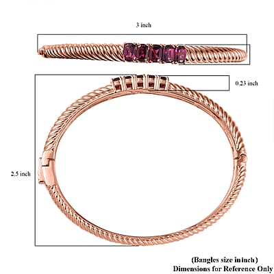 Karis Orissa Rhodolite Garnet Bangle Bracelet in 18K RG Plated (7.25 In) 3.35 ctw