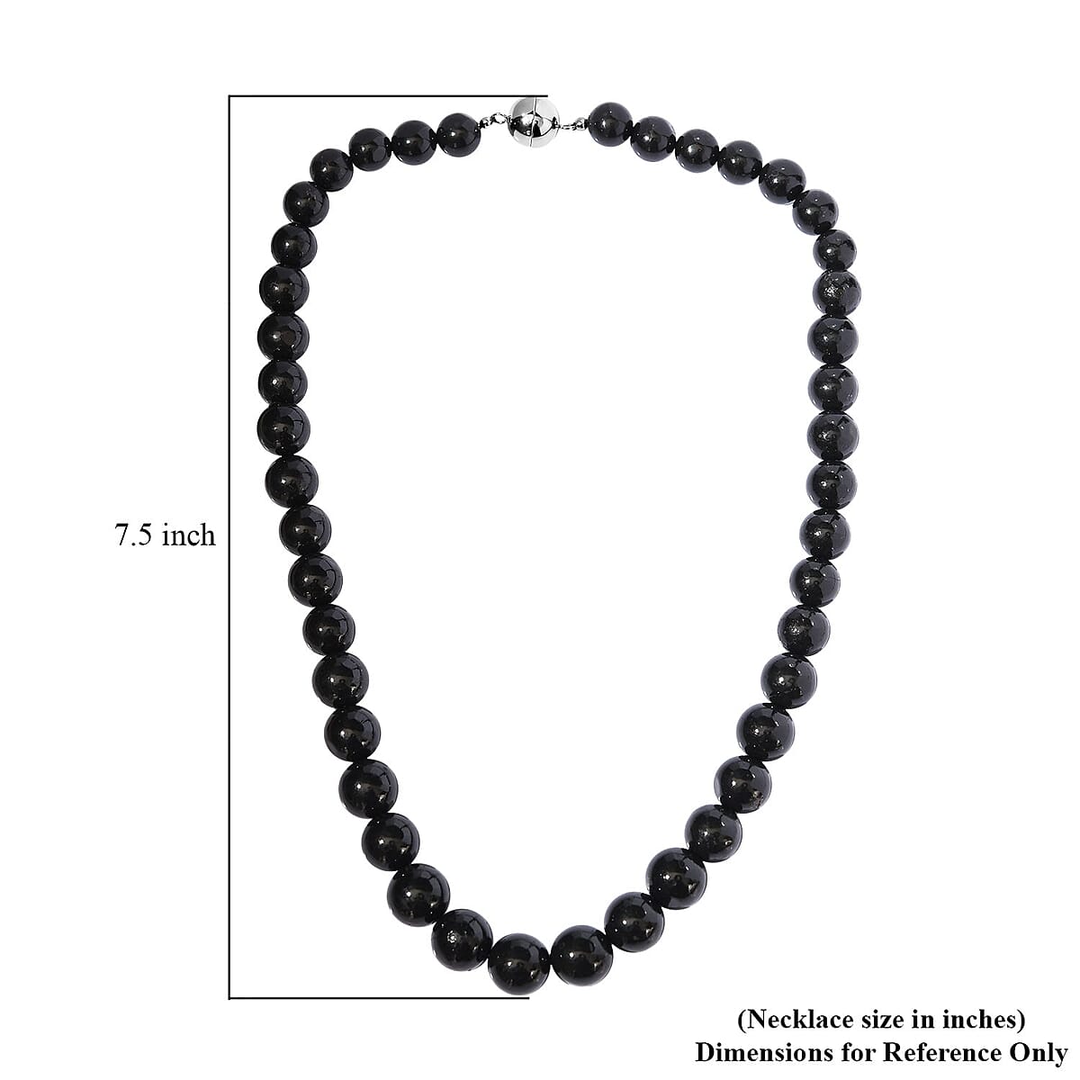 Black Shungite Beaded Necklace (20 Inches) in Stainless Steel 408.85 ctw | Tarnish-Free, Waterproof, Sweat Proof Jewelry image number 5