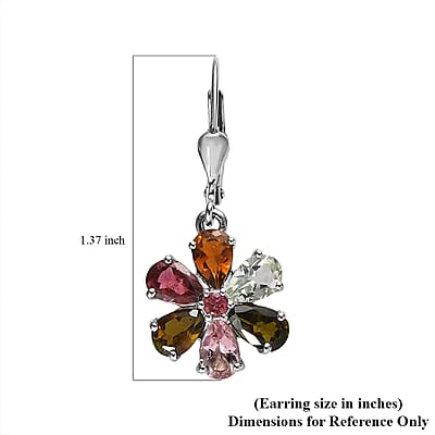 Multi-Tourmaline Floral Earrings in Platinum Over Sterling Silver 4.25 ctw