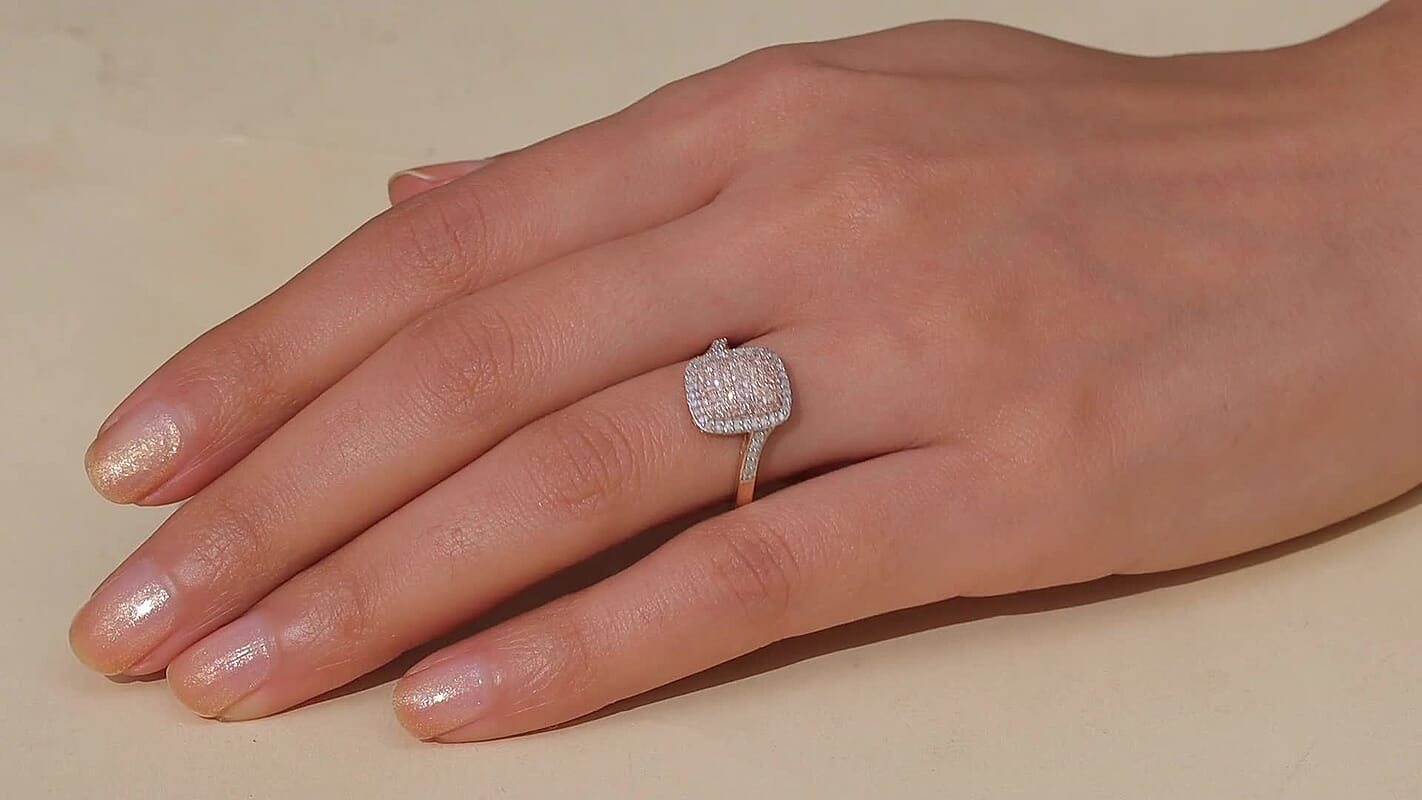 Natural Pink and White Diamond Ring in Vermeil Rose Gold Over Sterling Silver 0.50 ctw