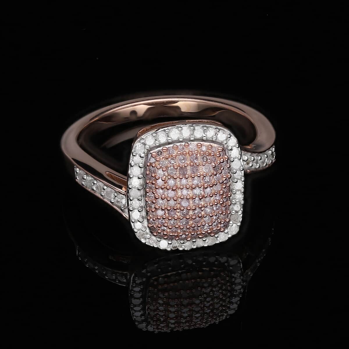 Natural Pink and White Diamond Ring in Vermeil Rose Gold Over Sterling Silver 0.50 ctw image number 1