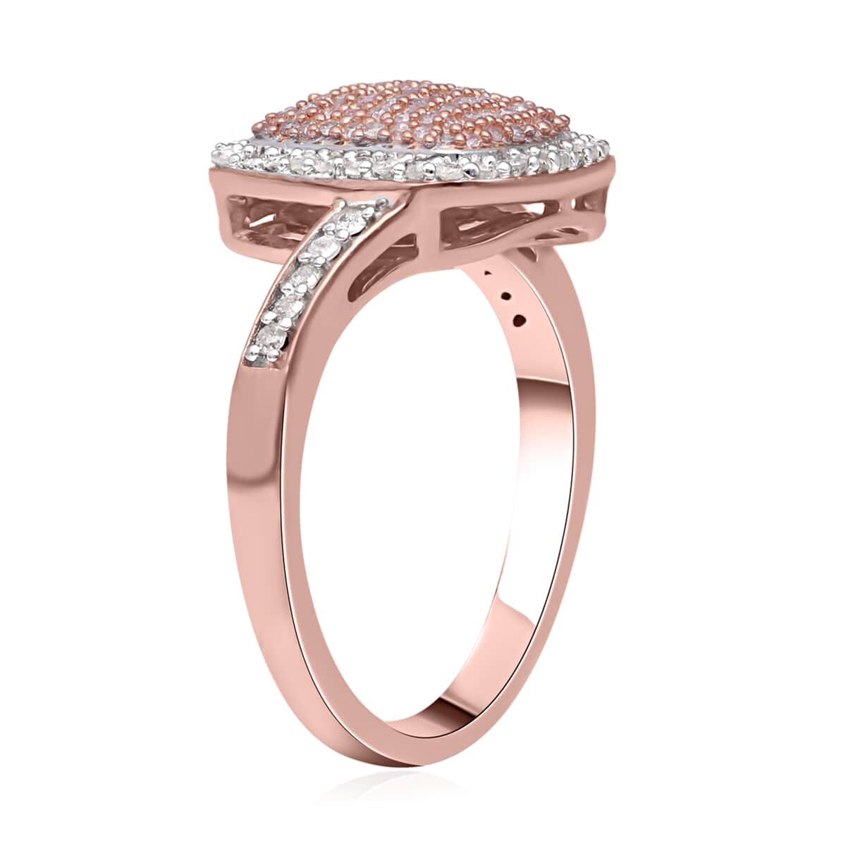Natural Pink and White Diamond Ring in Vermeil Rose Gold Over Sterling Silver 0.50 ctw image number 3