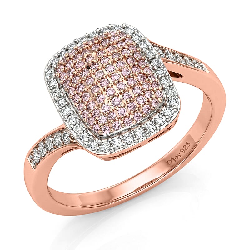 Natural Pink and White Diamond 0.50 ctw Enduring Blush Ring in 18K Vermeil Rose Gold Over Sterling Silver (Size 6.0)