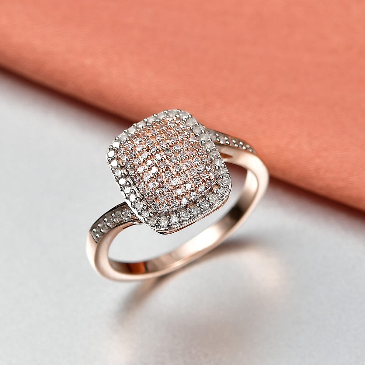 Natural Pink and White Diamond 0.50 ctw Enduring Blush Ring in 18K Vermeil Rose Gold Over Sterling Silver (Size 6.0) image number 1