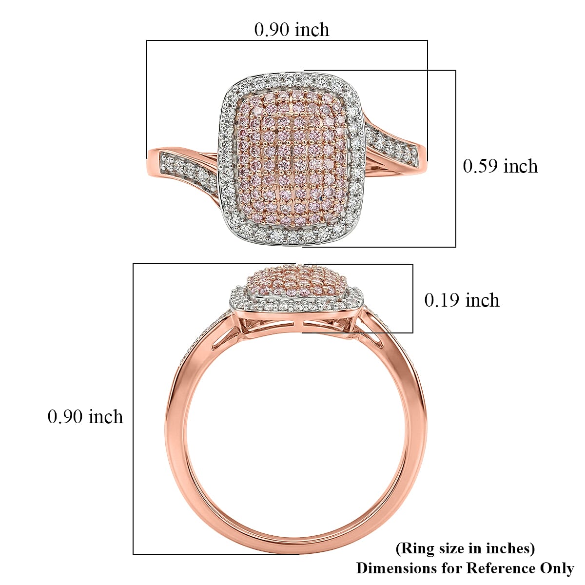 Natural Pink and White Diamond 0.50 ctw Enduring Blush Ring in 18K Vermeil Rose Gold Over Sterling Silver (Size 6.0)