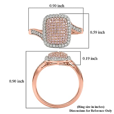 Natural Pink and White Diamond 0.50 ctw Enduring Blush Ring in 18K Vermeil Rose Gold Over Sterling Silver (Size 6.0)