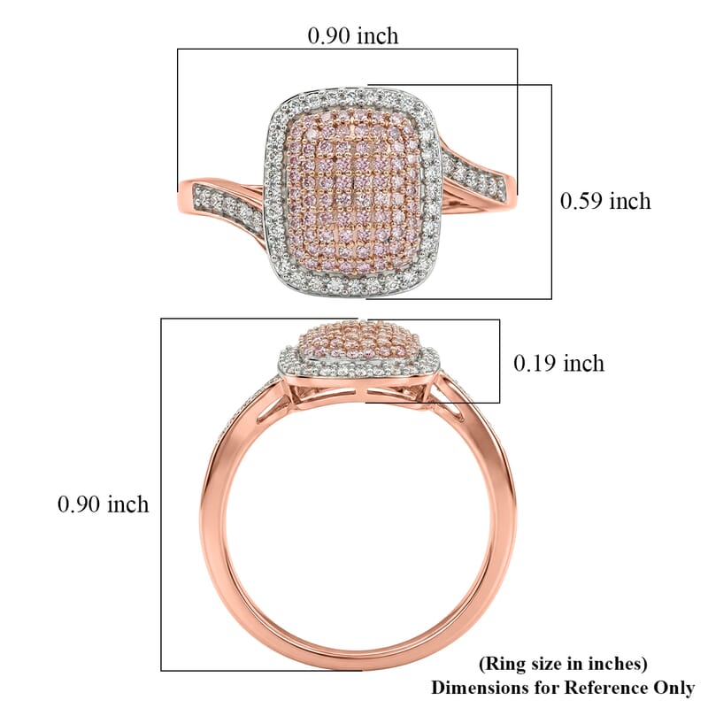 Natural Pink and White Diamond 0.50 ctw Enduring Blush Ring in 18K Vermeil Rose Gold Over Sterling Silver (Size 8.0)