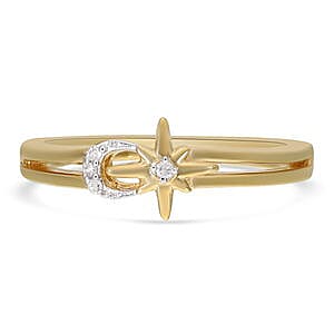 White Diamond Ring in 14K YG Over Sterling Silver (Size 8.0)