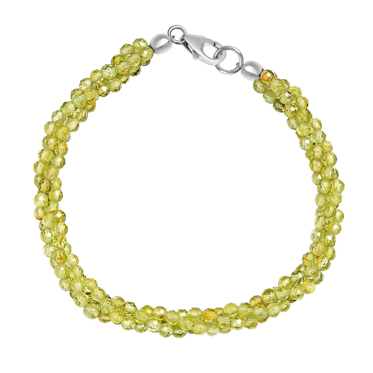 Peridot Beaded Bracelet in Rhodium Over Sterling Silver (7.25 In) 37.50 ctw image number 3