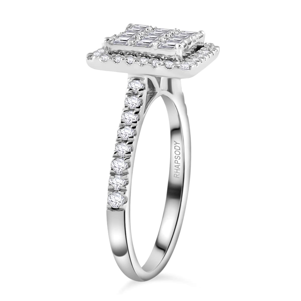 Rhapsody E-F VS Diamond Ring, 950 Platinum Ring, Diamond Deco Cluster Ring, Diamond Jewelry 5 Grams 1.00 ctw image number 3