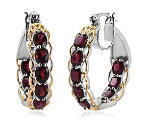 Pyrope Garnet Earrings in Vermeil Yellow Gold and Platinum Over Sterling Silver 6.40 ctw