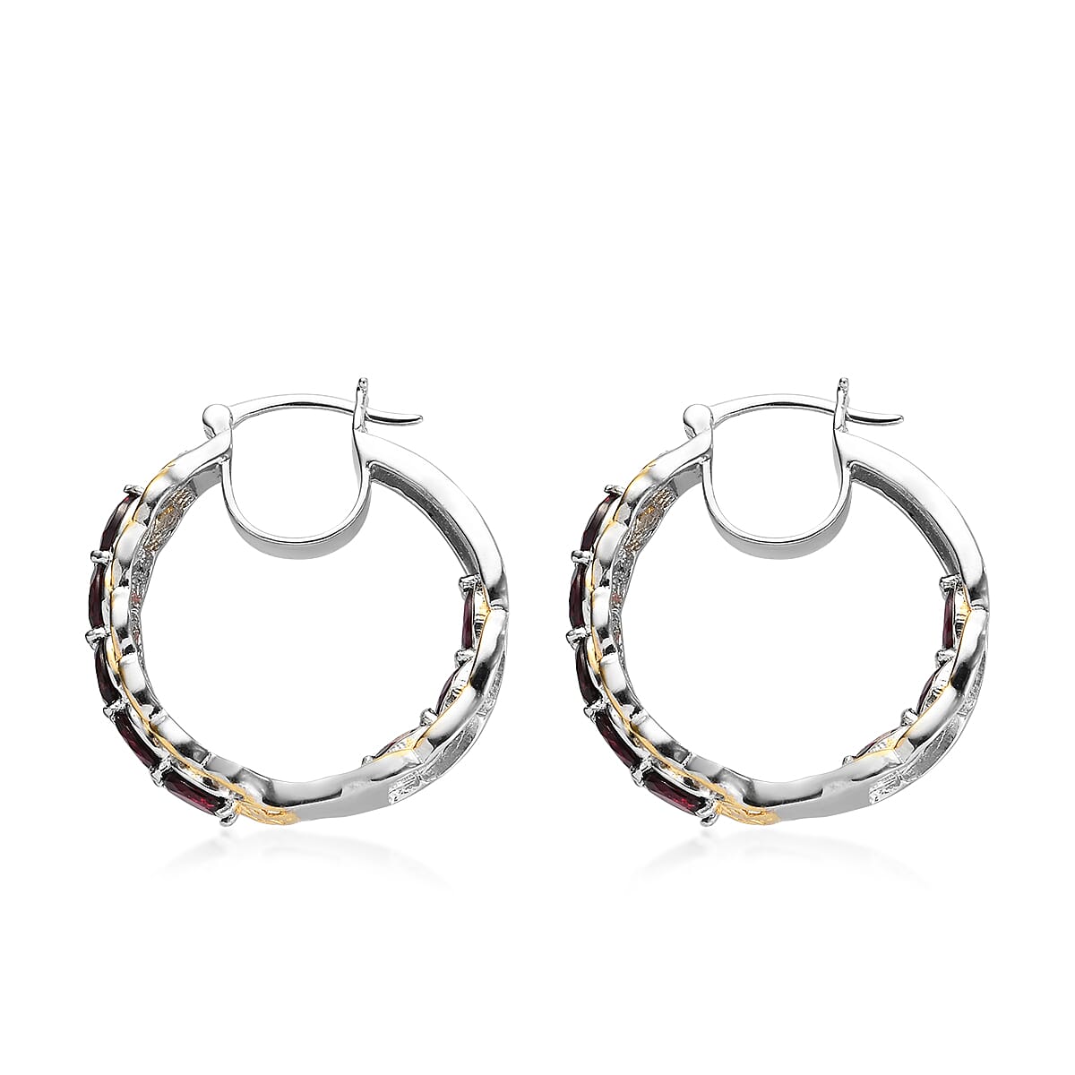 Pyrope Garnet Earrings in Vermeil Yellow Gold and Platinum Over Sterling Silver 6.40 ctw image number 3