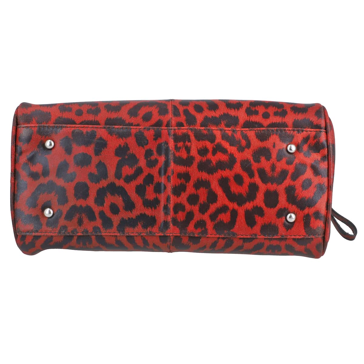 Red and Black Leopard Foiled Pattern Genuine Leather Shoulder Bag with Adjustable Strap image number 5