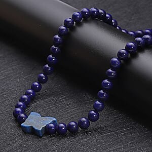 Lapis Lazuli Beaded Butterfly Necklace 18-20 Inches in Silvertone 258.00 ctw