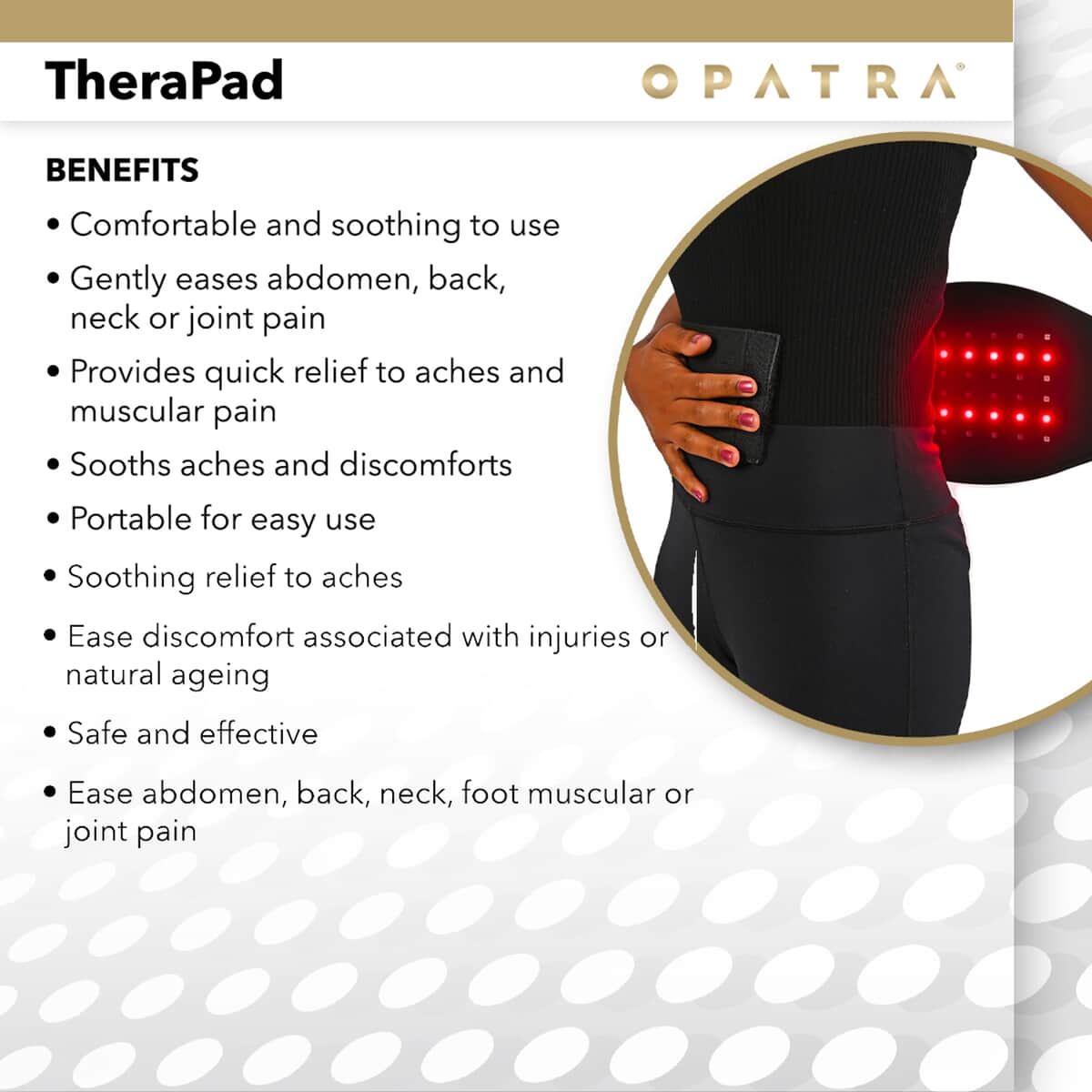 Opatra TheraPad Infrared and LED Pain Relief Pad for Body with Limited Lifetime Warranty, Back Pain Relief, Neck Pain Relief, Pain Relief Device image number 3