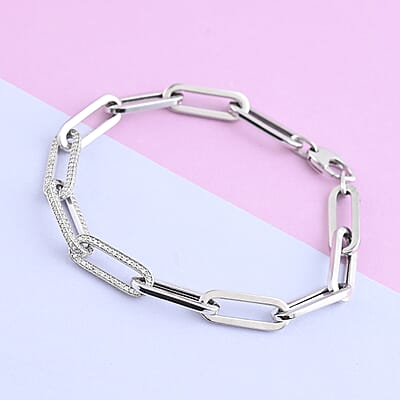 14K White Gold Diamond Paperclip Bracelet (7.50 In) 7.60 Grams 1.40 ctw