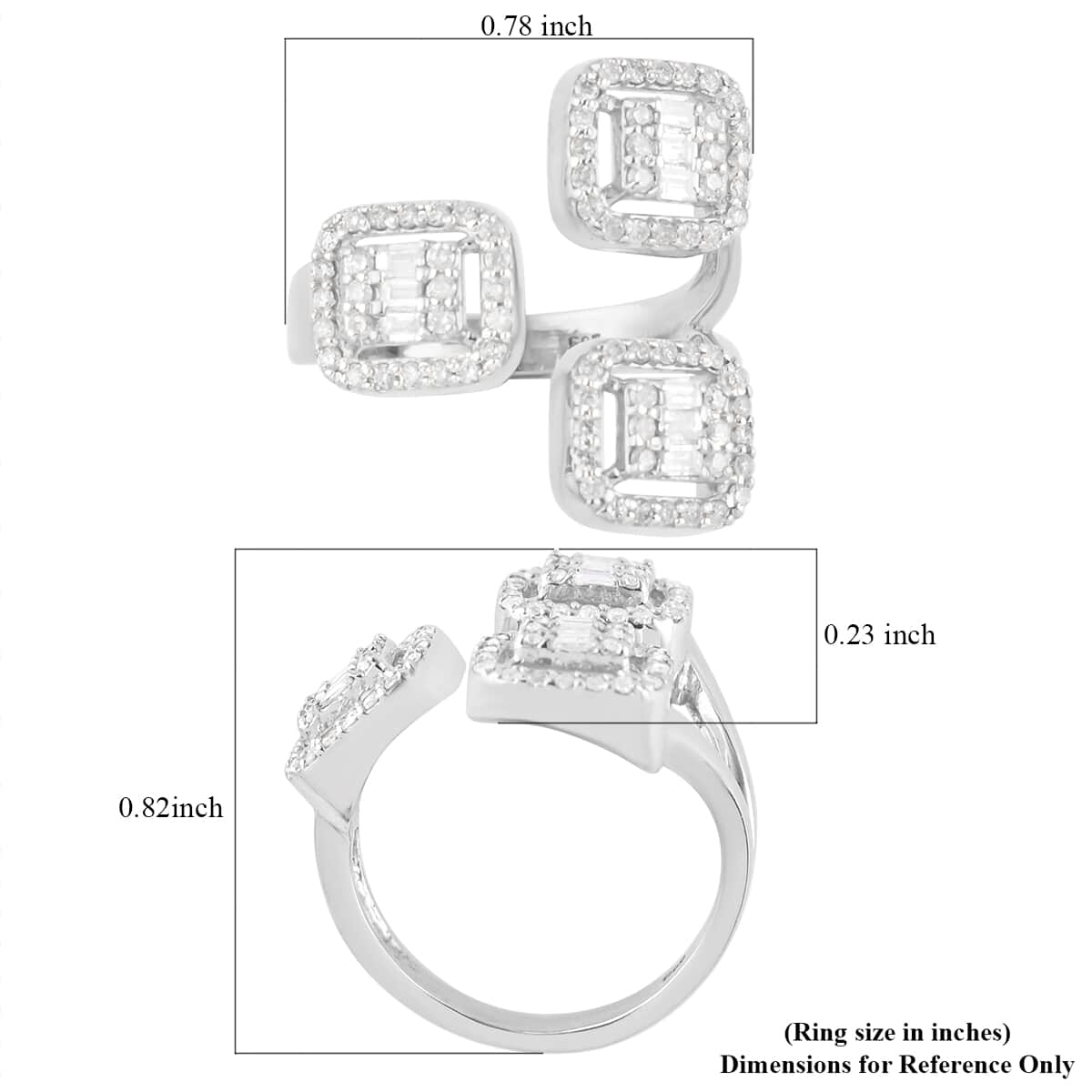 14K White Gold Diamond Bypass Ring (5.50 g) 1.00 ctw image number 4