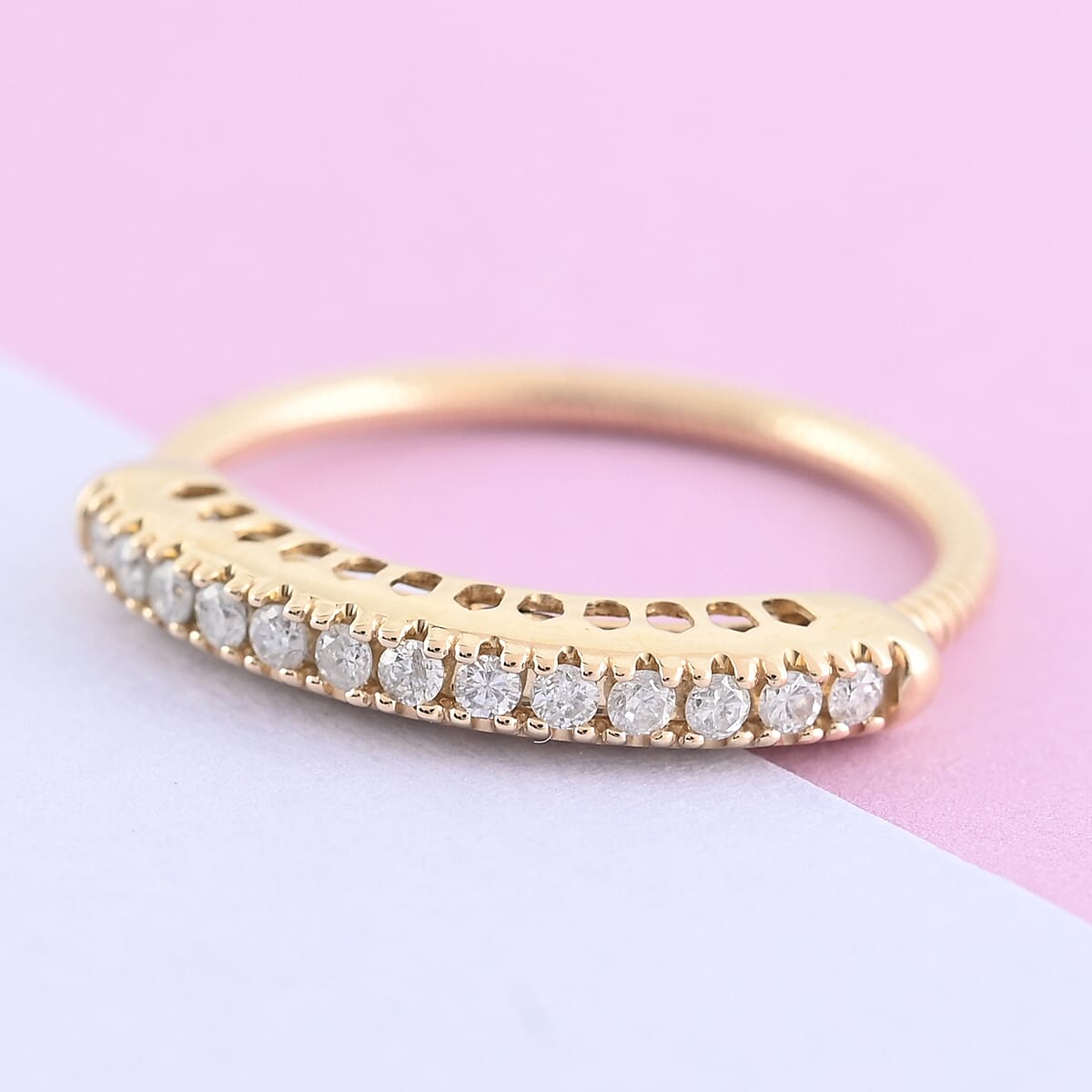 14K Yellow Gold Diamond Line Ring (Size 6.5-8.5) 2.40 Grams 0.80 ctw image number 1