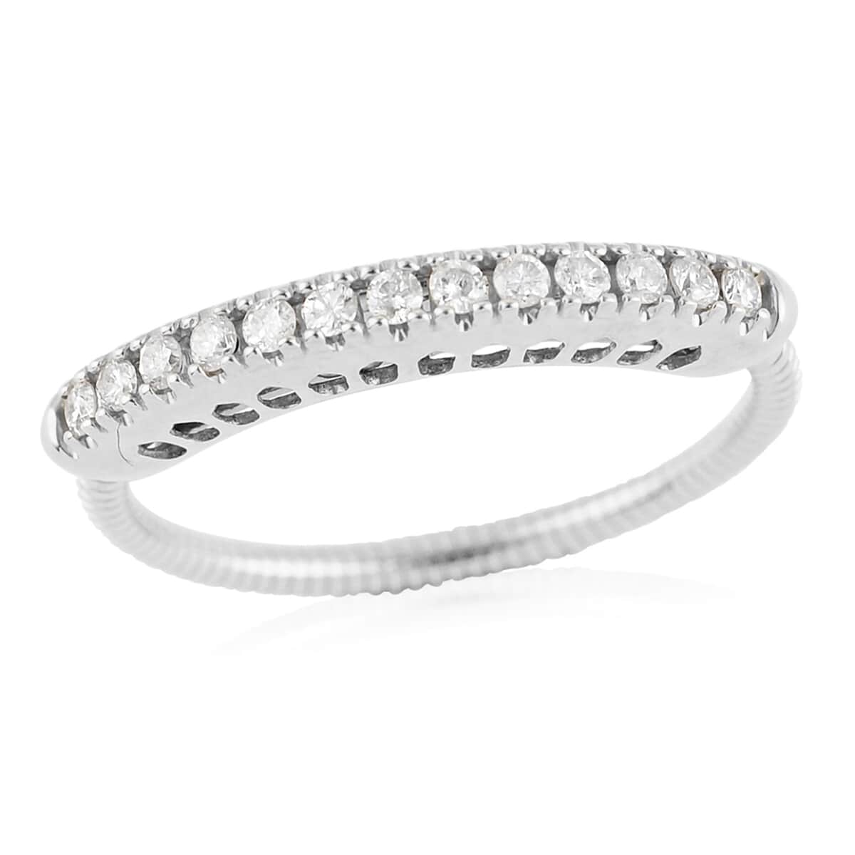 14K White Gold Diamond Line Ring (Size 6.5-8.5) 2.40 Grams 0.80 ctw image number 0