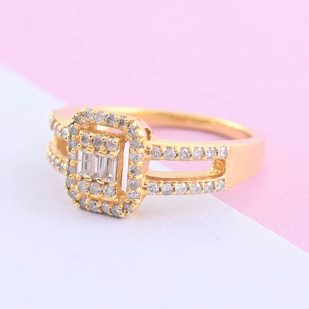 14K W Gold White Diamond Ring , Gold Wt. 3.9 g 0.46 ctw image number 1