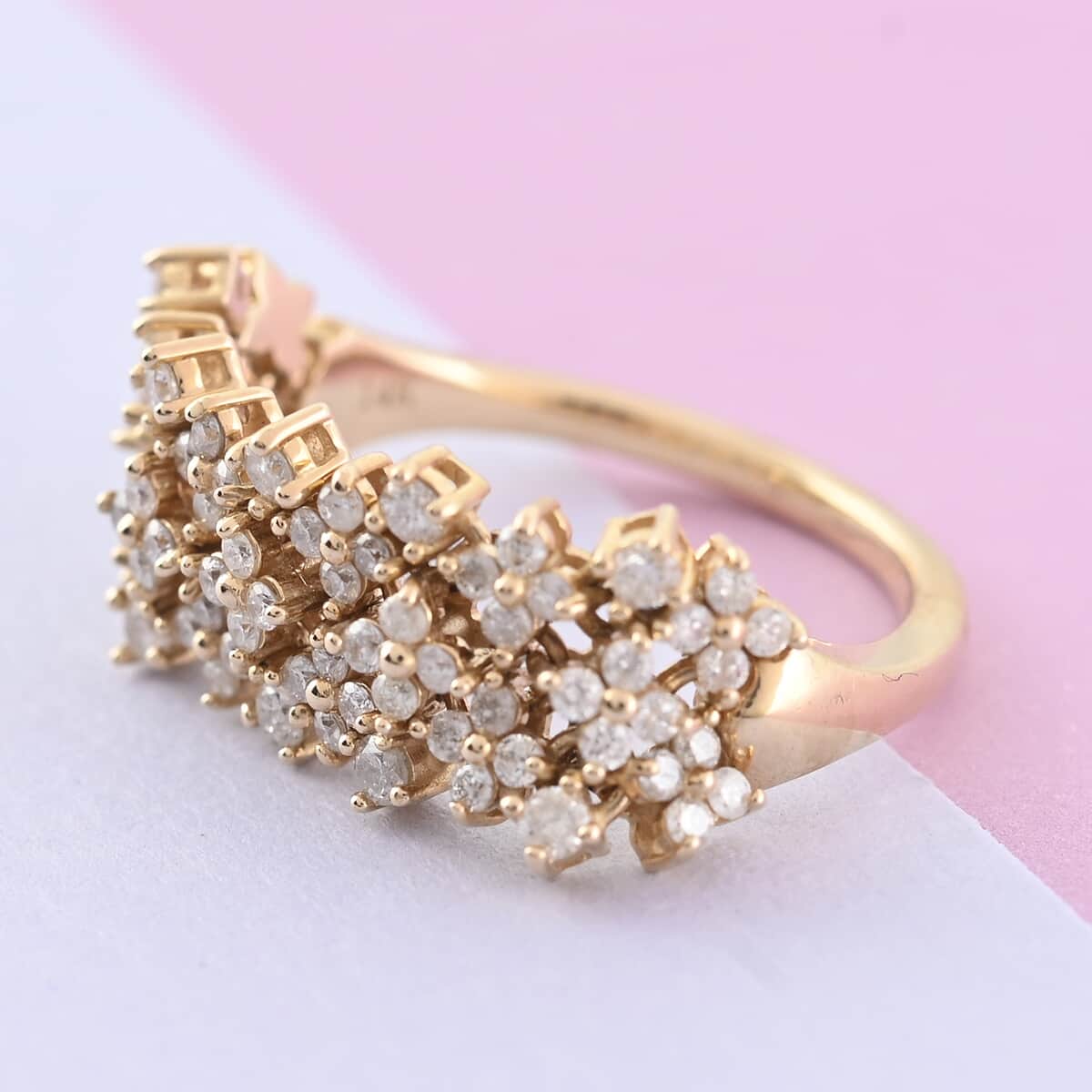 14K Yellow Gold Diamond Floral Inspired Ring (Size 6.0) 4.60 Grams 1.00 ctw image number 1