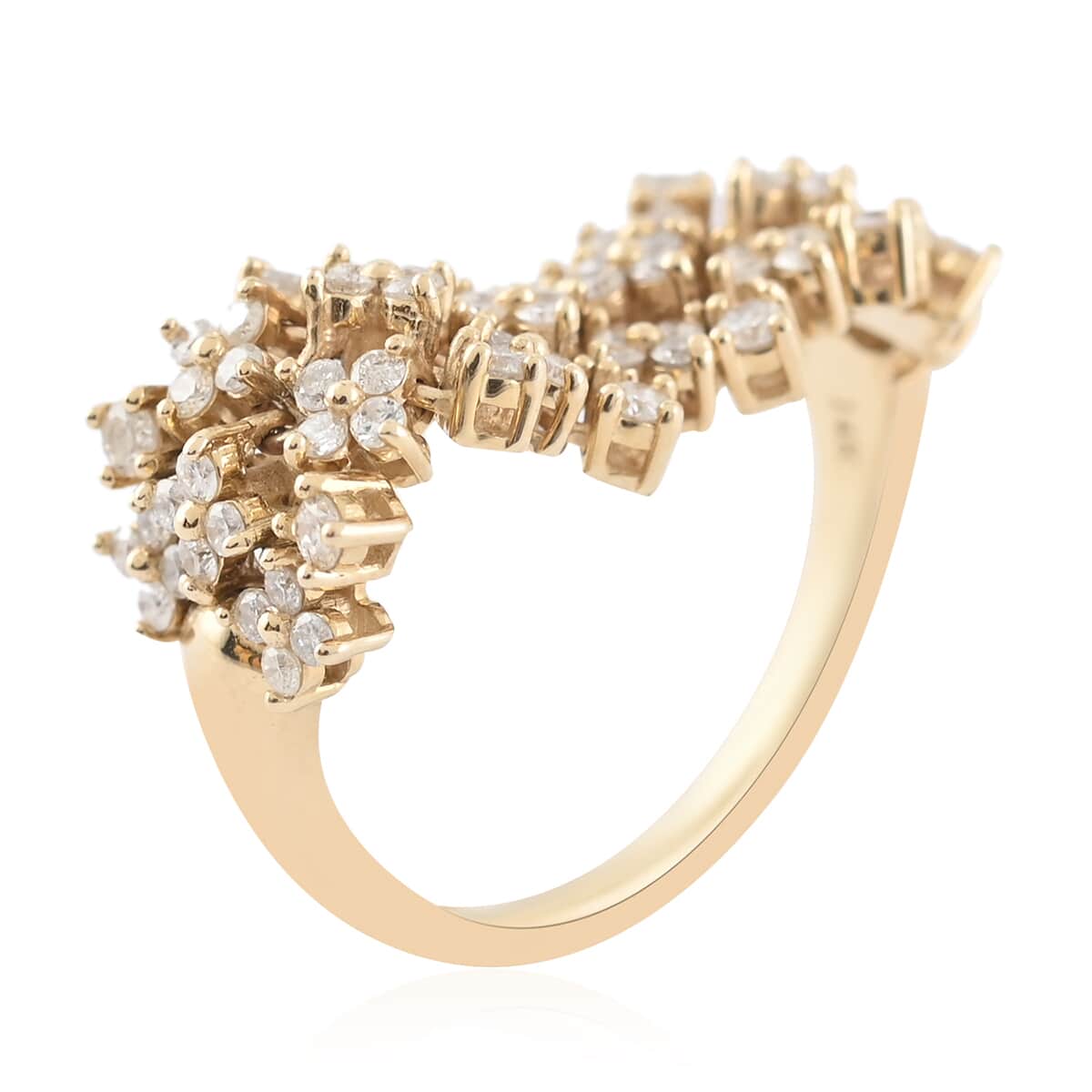 14K Yellow Gold Diamond Floral Inspired Ring (Size 6.0) 4.60 Grams 1.00 ctw image number 3