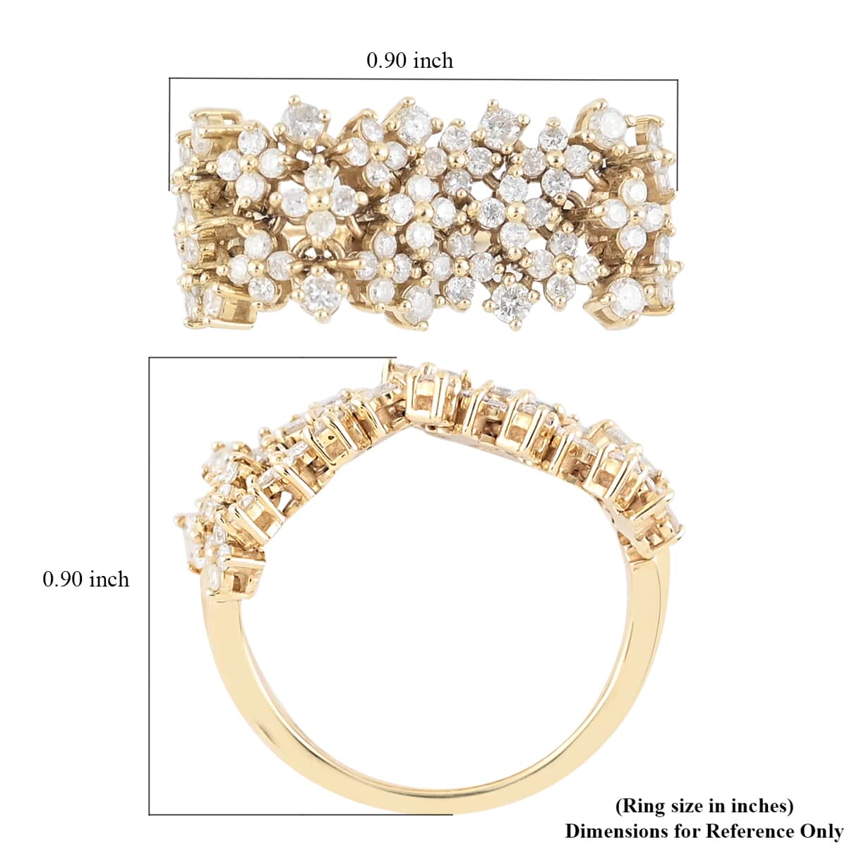 14K Yellow Gold Diamond Floral Inspired Ring (Size 6.0) 4.60 Grams 1.00 ctw image number 4