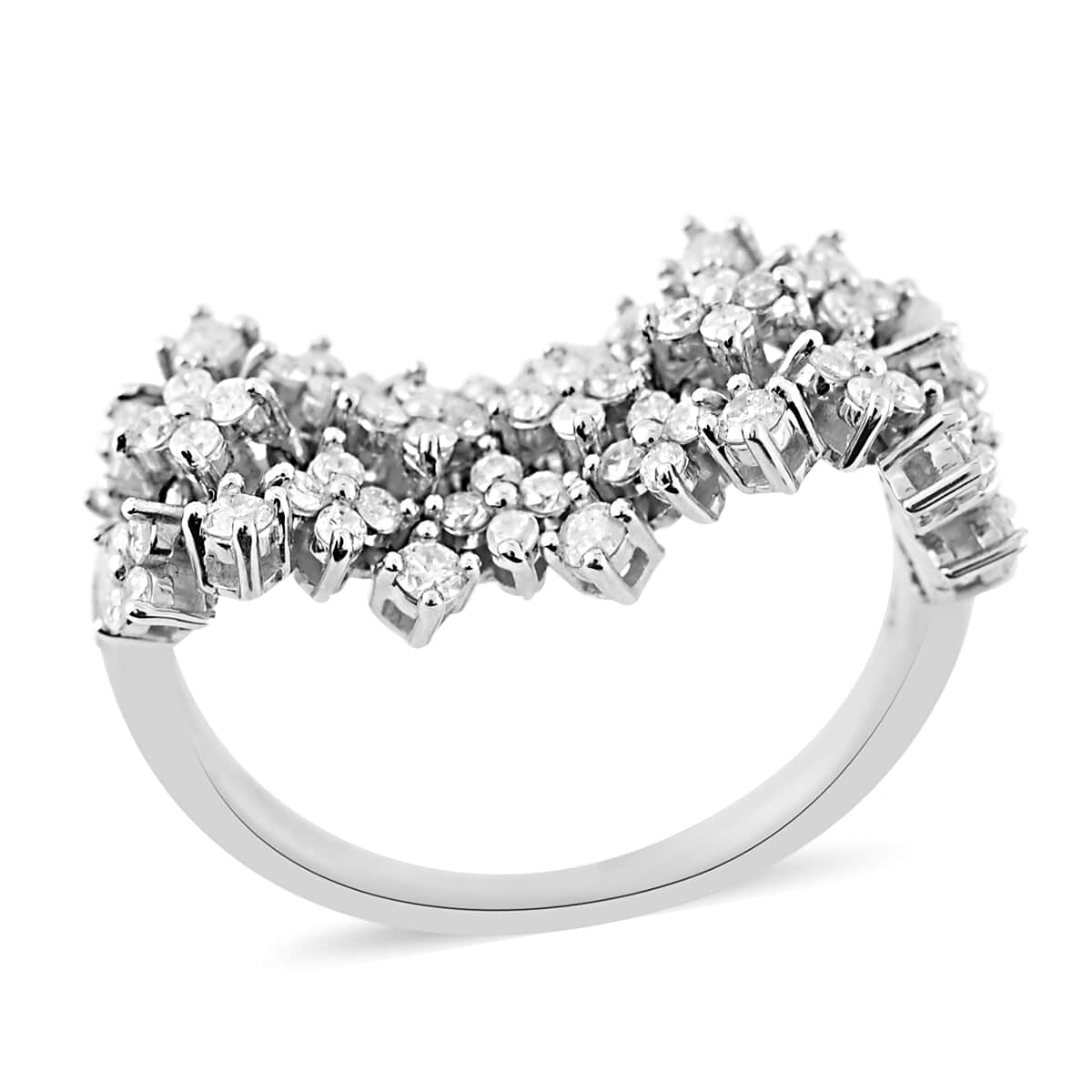 14K White Gold Diamond Floral Inspired Ring (Size 7.0) 4.60 Grams 1.00 ctw image number 0