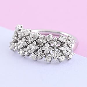 14K White Gold Diamond Floral Inspired Ring (Size 7.0) 4.60 Grams 1.00 ctw