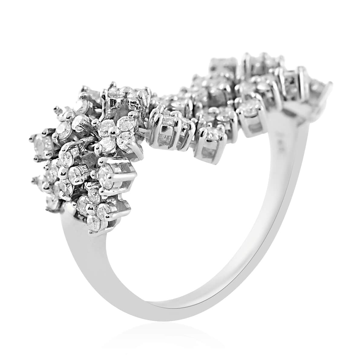 14K White Gold Diamond Floral Inspired Ring (Size 7.0) 4.60 Grams 1.00 ctw image number 3