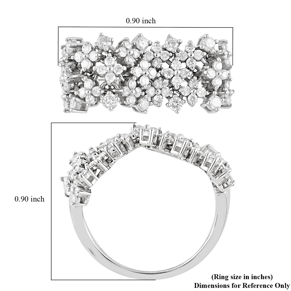 14K White Gold Diamond Floral Inspired Ring (Size 7.0) 4.60 Grams 1.00 ctw image number 4