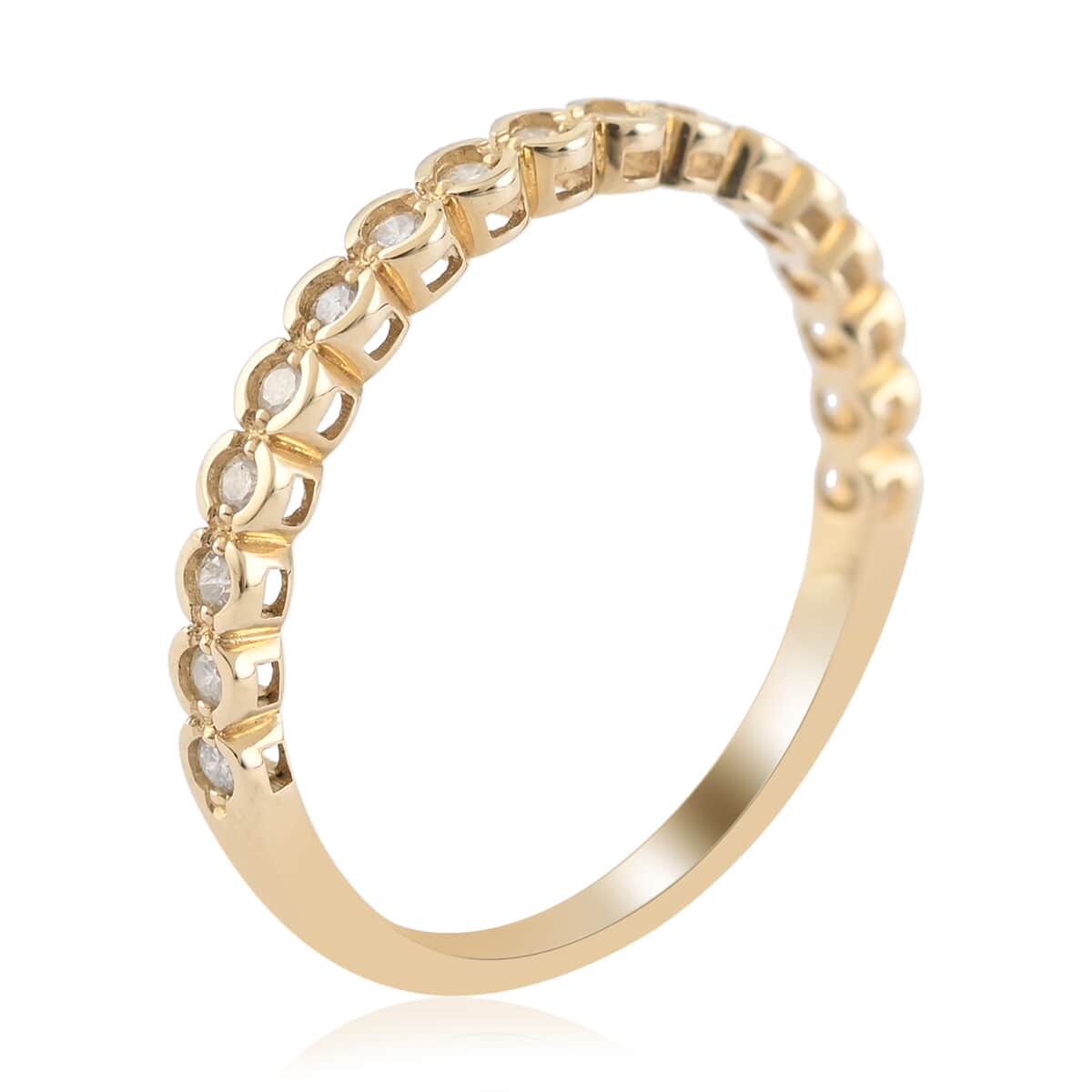 14K Yellow Gold Diamond Half Eternity Ring (Size 7.0) 1.70 Grams 0.10 ctw image number 3