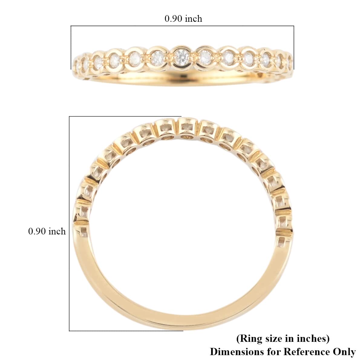 14K Yellow Gold Diamond Half Eternity Ring (Size 7.0) 1.70 Grams 0.10 ctw image number 4