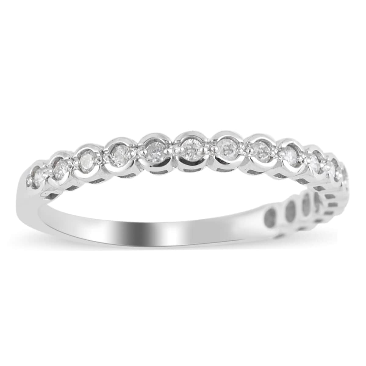 14K White Gold Diamond Half Eternity Ring (Size 7.0) 1.70 Grams 0.10 ctw image number 0