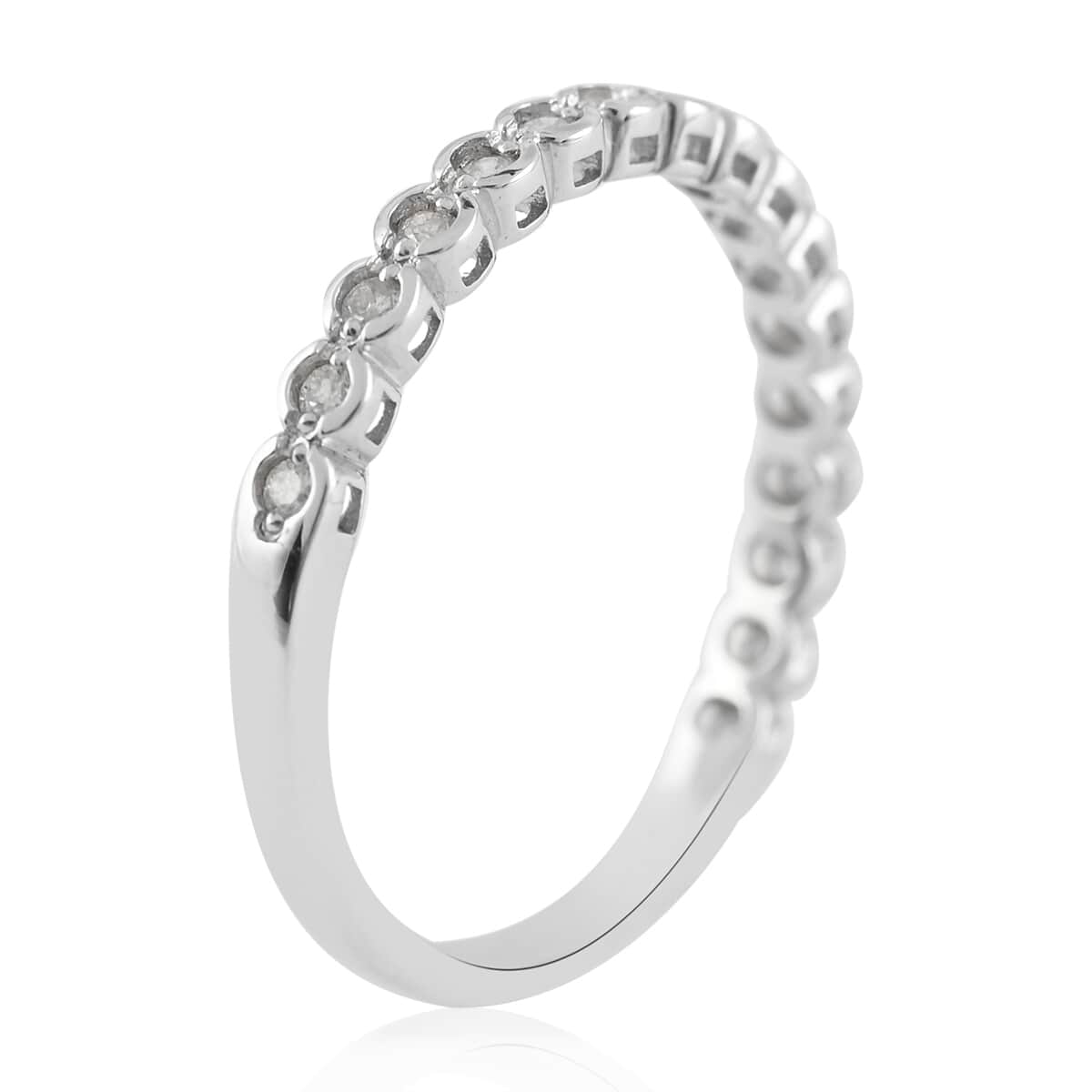 14K White Gold Diamond Half Eternity Ring (Size 7.0) 1.70 Grams 0.10 ctw image number 3