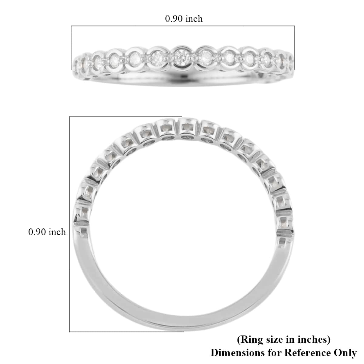 14K White Gold Diamond Half Eternity Ring (Size 7.0) 1.70 Grams 0.10 ctw image number 4