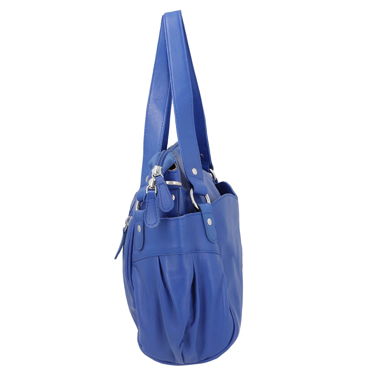 Blue Genuine Leather RFID Protected Bailey Bag image number 3
